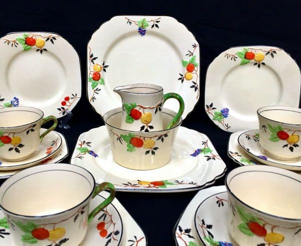 Antique Thomas Forester & Sons Phoenix Ware Blossom Tea Set for 12 People